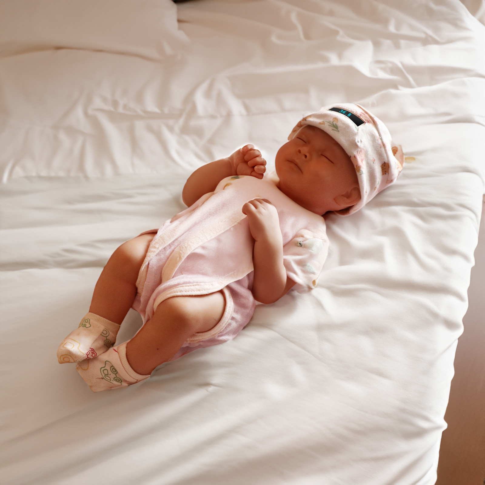 New-Bie Cap - wearable newborn temperature monitor with digital readout